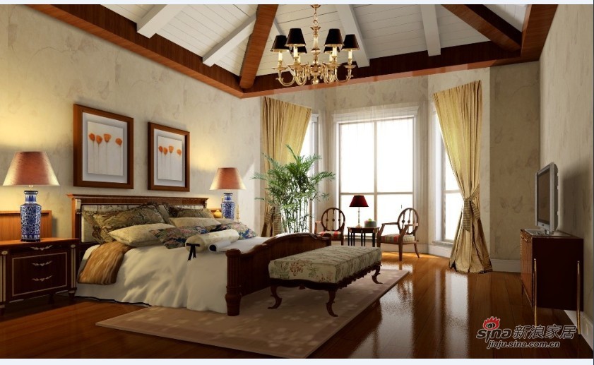 欧式 三居 卧室图片来自用户2746953981在22万装121平品质现代简约三居室98的分享