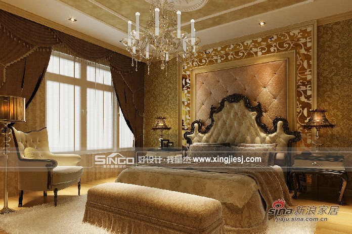 欧式 别墅 卧室图片来自用户2746869241在别墅装修简欧风格43的分享