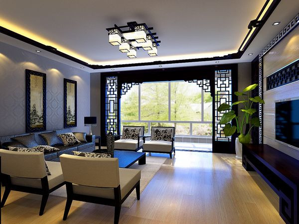 中式 三居 客厅图片来自用户1907662981在117平小三居大胆设计古典中式风格53的分享