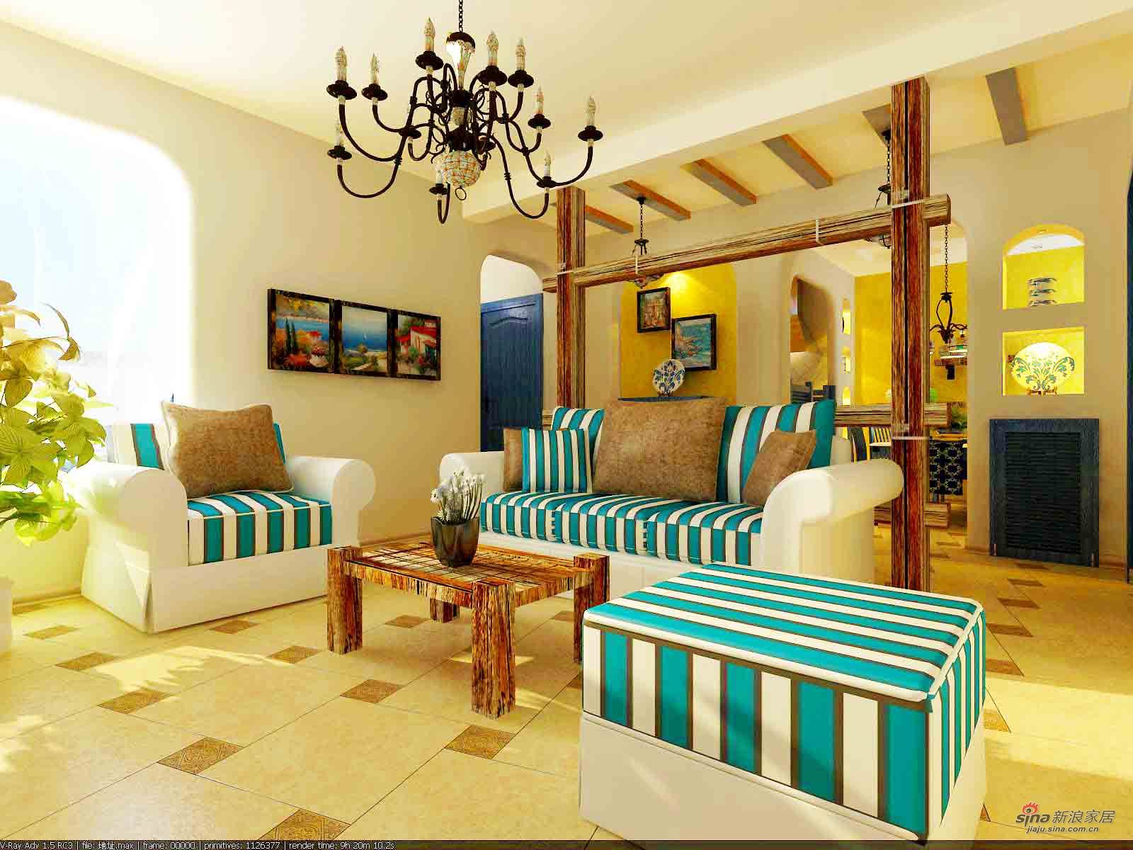 地中海 二居 客厅图片来自用户2757320995在地中海风格8万打造异国风情58的分享