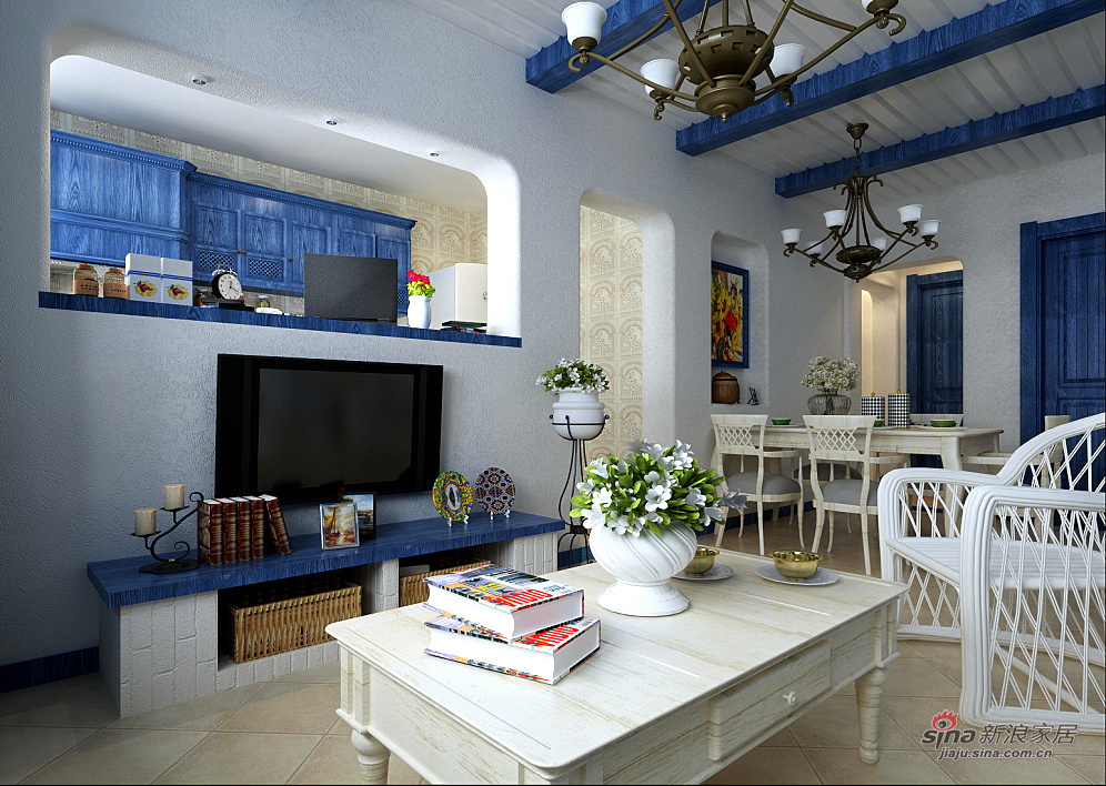 地中海 二居 客厅图片来自用户2757320995在89平蓝色海洋两居室70的分享