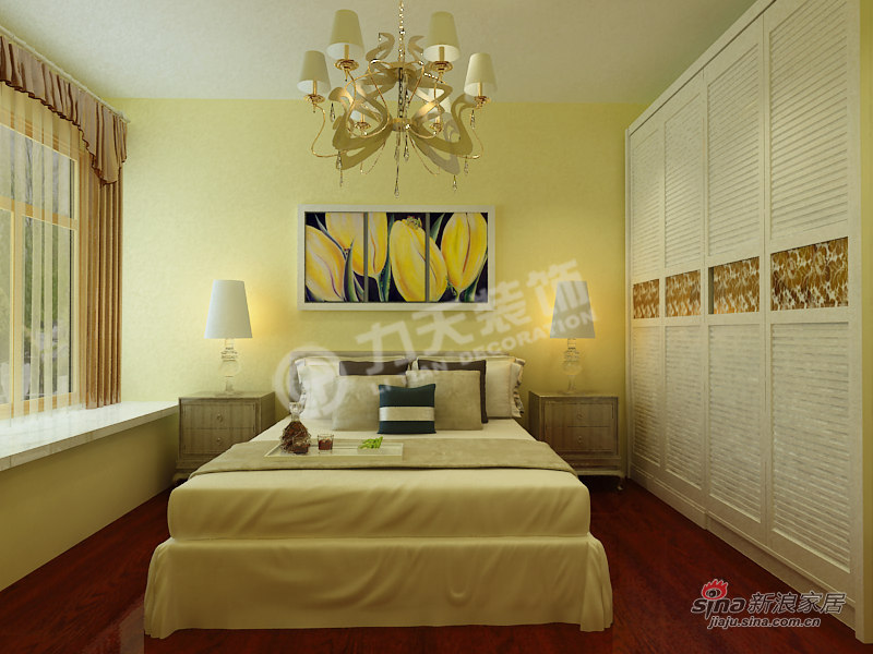 简约 三居 卧室图片来自阳光力天装饰在三室两厅现代简约风格美家93的分享