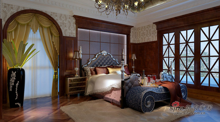 欧式 别墅 卧室图片来自用户2746869241在51万欧式奢华别墅25的分享