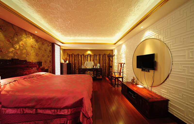 中式 别墅 卧室图片来自用户1907658205在最炫中国风240平米豪装51的分享