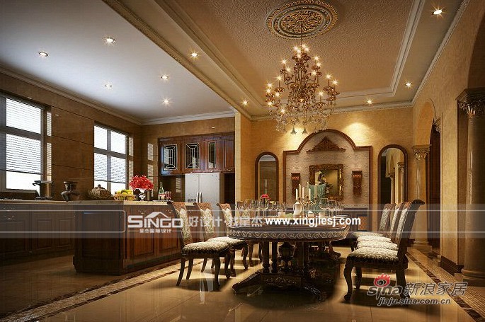 美式 别墅 餐厅图片来自用户1907686233在华丽大气的美式别墅装修96的分享