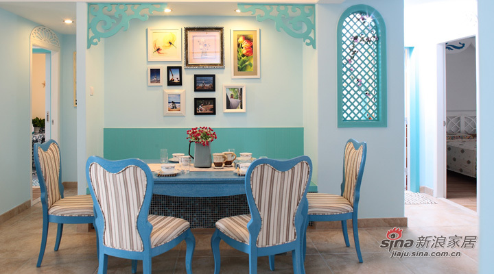 地中海 三居 餐厅图片来自用户2756243717在9.8万装120平大气的地中海设计81的分享