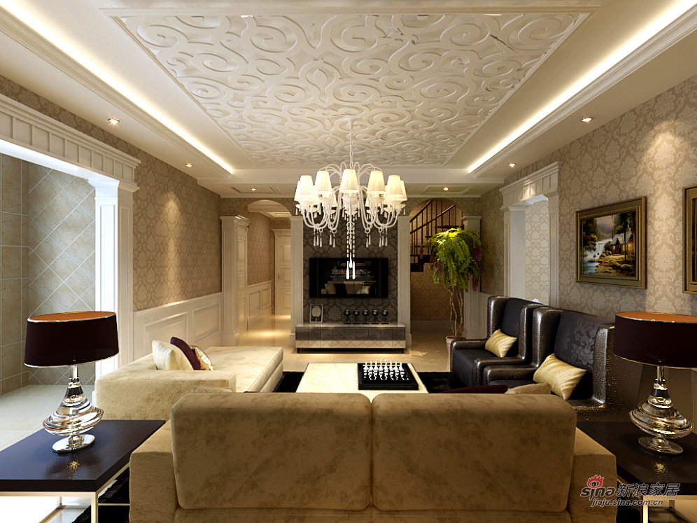 欧式 复式 客厅图片来自用户2746889121在210平低调奢华三居室19的分享