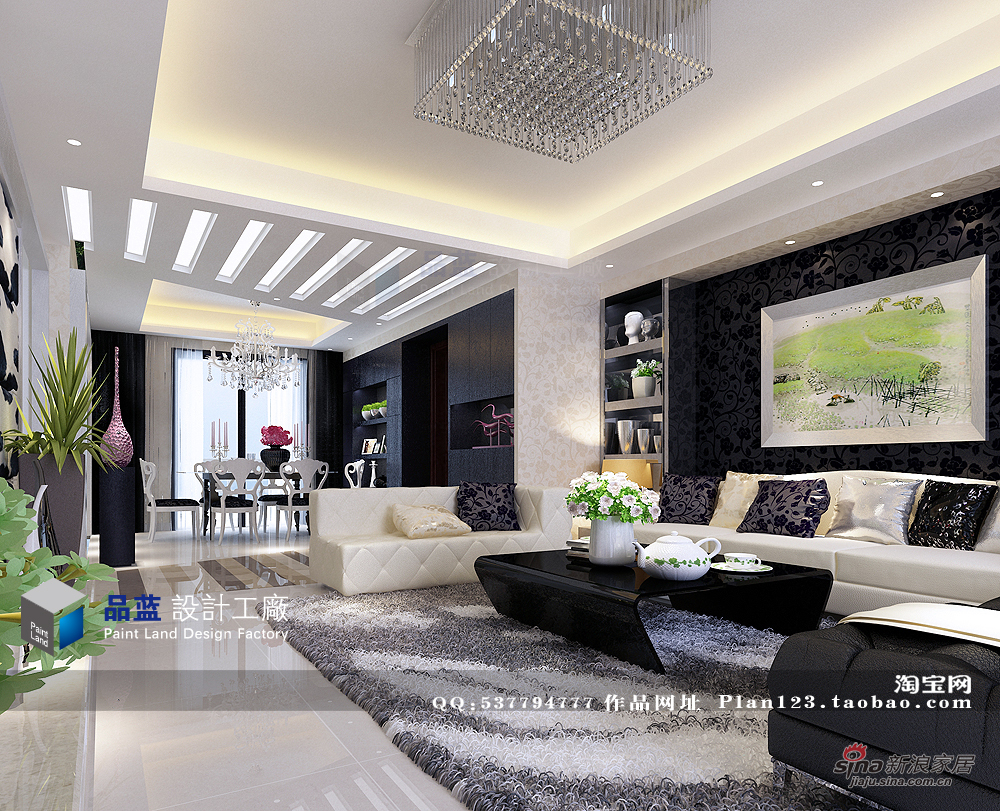 简约 四居 客厅图片来自用户2557010253在【高清】黑白小奢华200平米现代风格设计20的分享