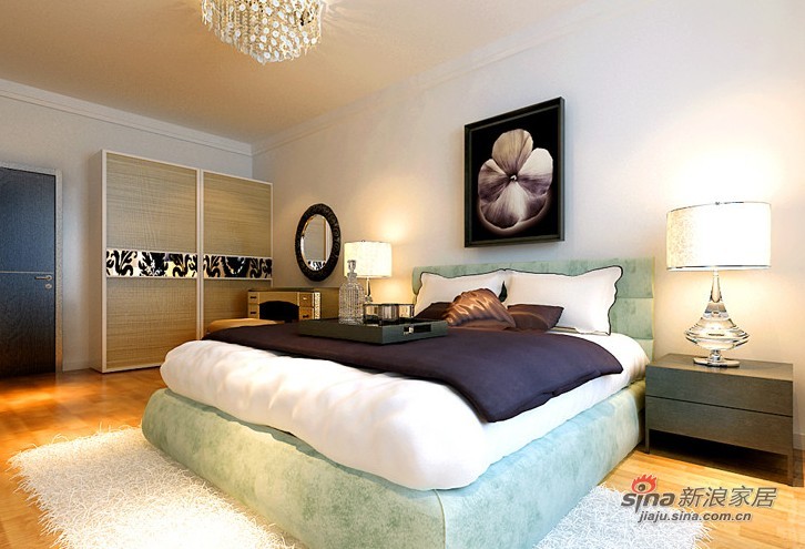 简约 三居 卧室图片来自用户2738829145在150平米明亮温馨大气简欧风格三居室69的分享