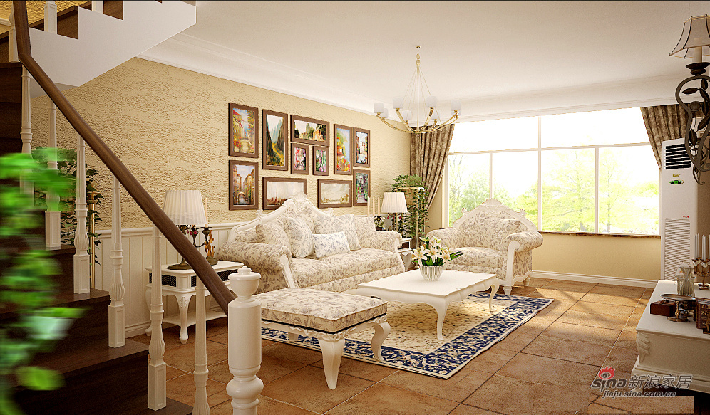 地中海 复式 客厅图片来自用户2756243717在160平地中海风格复式四居室91的分享