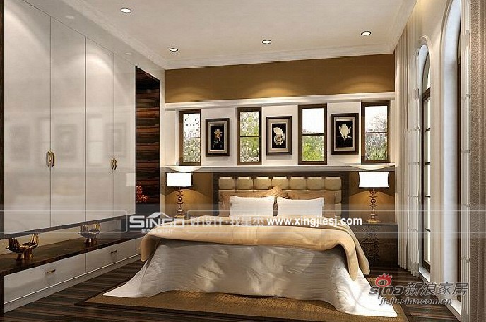 欧式 别墅 卧室图片来自用户2746889121在340平现代浪漫的美中式混搭别墅设计70的分享