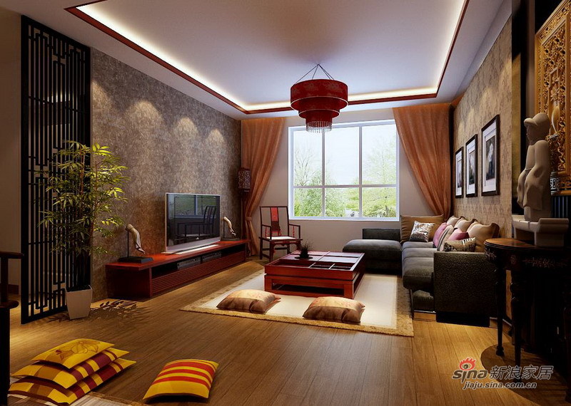 中式 三居 客厅图片来自用户1907659705在实创装饰124平优雅中式温馨三居设计55的分享