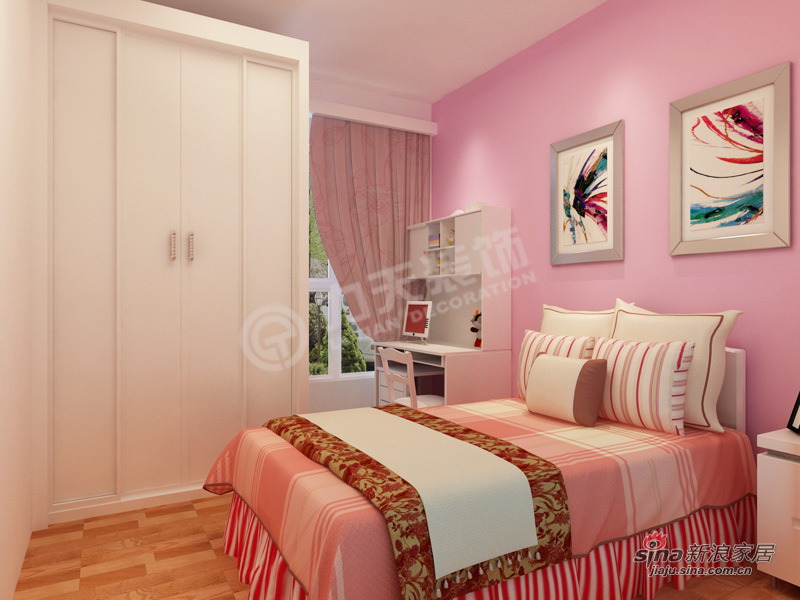 混搭 三居 卧室图片来自阳光力天装饰在金融街-三室两厅两卫-混搭风格36的分享