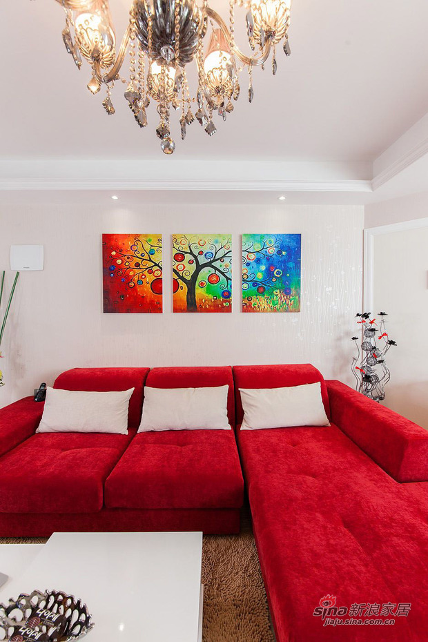 简约 三居 客厅图片来自佰辰生活装饰在15万打造90平红色温馨婚房66的分享