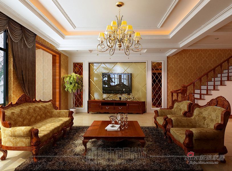 欧式 别墅 客厅图片来自用户2746869241在15万装奢华欧式别墅83的分享