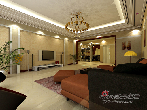 简约 一居 客厅图片来自用户2557979841在金碧辉煌 欧式古典风格220平别墅54的分享