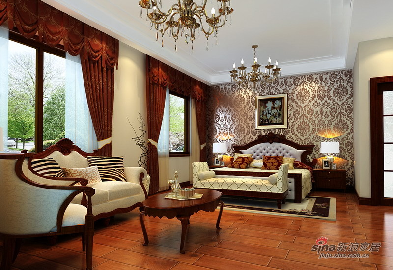 欧式 别墅 卧室图片来自用户2772856065在唯美欧式风格阿凯笛亚庄园别墅居住空间78的分享