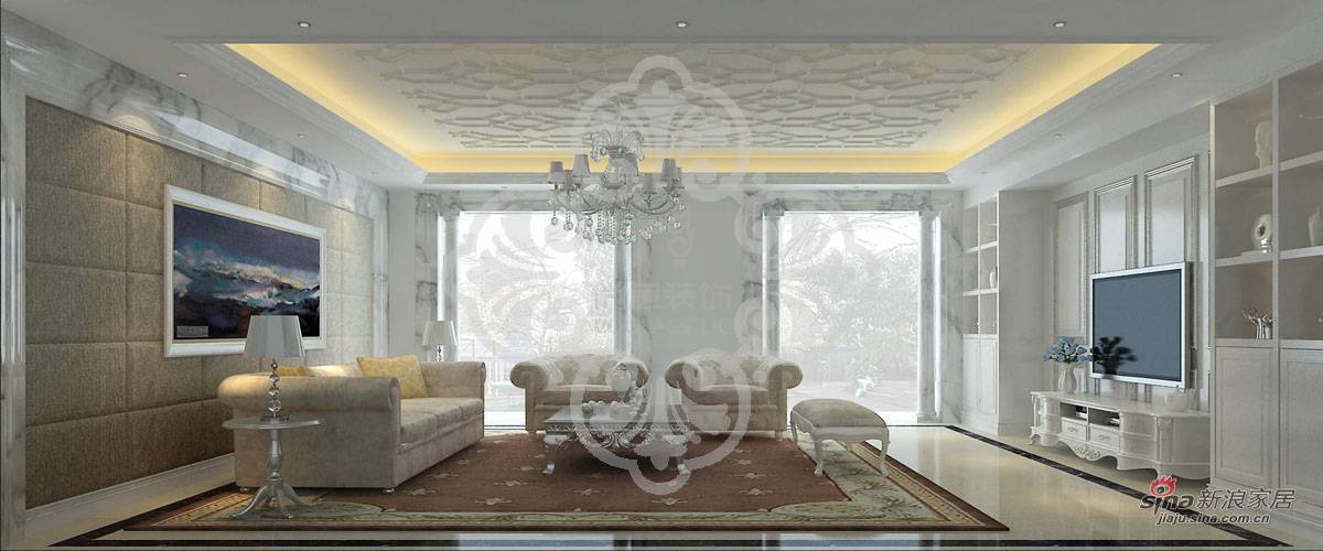 欧式 别墅 客厅图片来自用户2772873991在别墅装修打造唯美大气欧式风格38的分享
