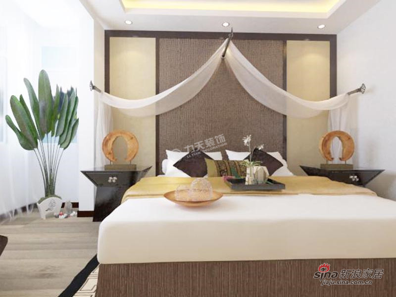 中式 二居 卧室图片来自阳光力天装饰在华城领秀59.00㎡-2室1厅1卫-新中式风格90的分享