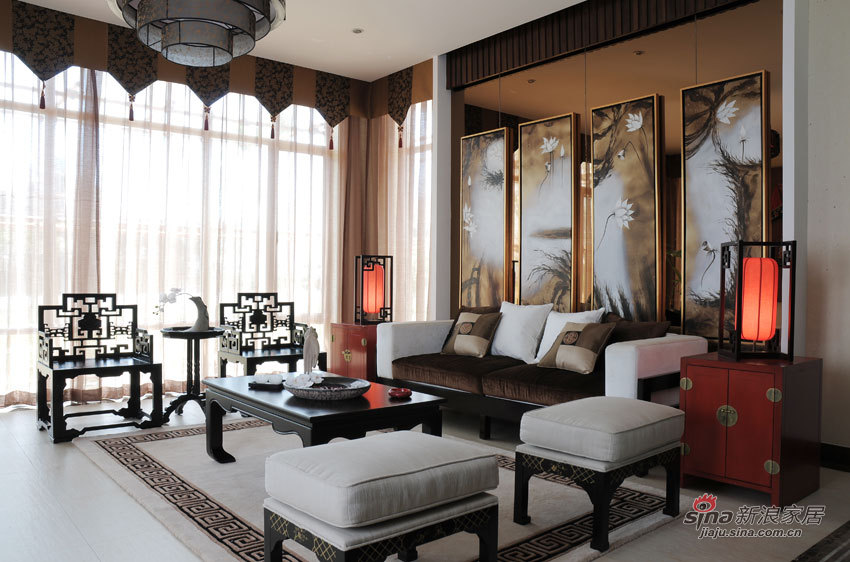 中式 四居 客厅图片来自用户1907661335在26万豪装美艳200平都市新中式风情39的分享