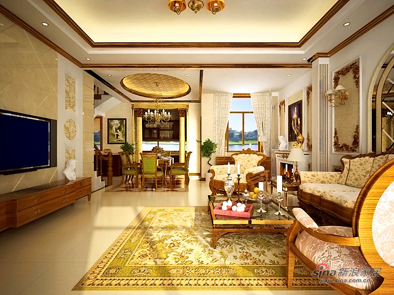 美式 别墅 客厅图片来自用户1907686233在天地湾281㎡美式风格温馨之家73的分享