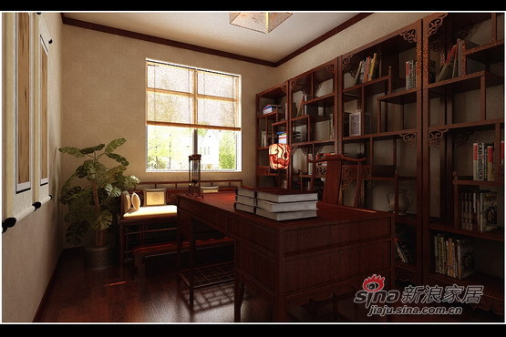 中式 三居 书房图片来自用户1907662981在150平古朴中式诠释静谧馨香三居16的分享