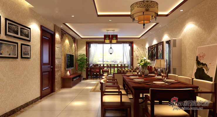 中式 公寓 餐厅图片来自用户1907662981在16万塑造哈西万达中式元素75的分享