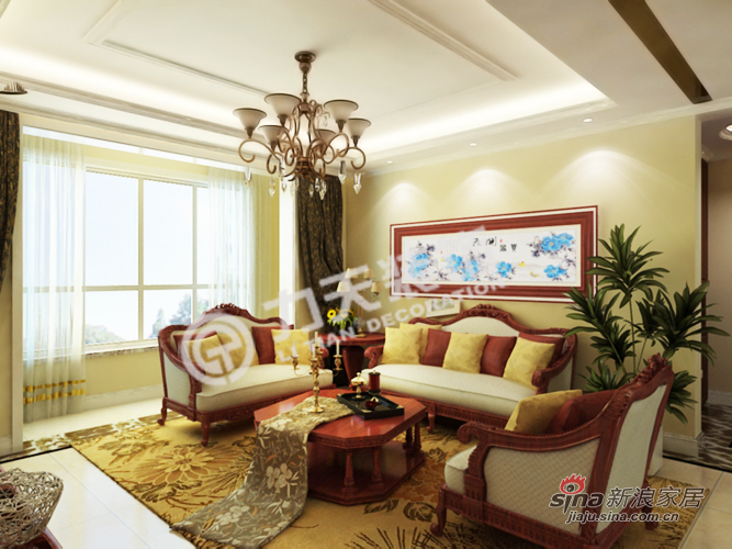 欧式 三居 客厅图片来自阳光力天装饰在雅仕兰庭-三室两厅两卫一厨-141㎡-简欧风格53的分享