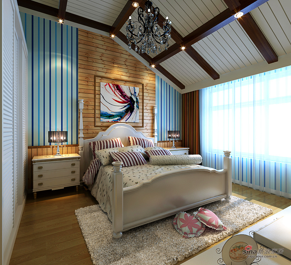 地中海 复式 卧室图片来自用户2757320995在15万打造185平舒适自然复式居41的分享