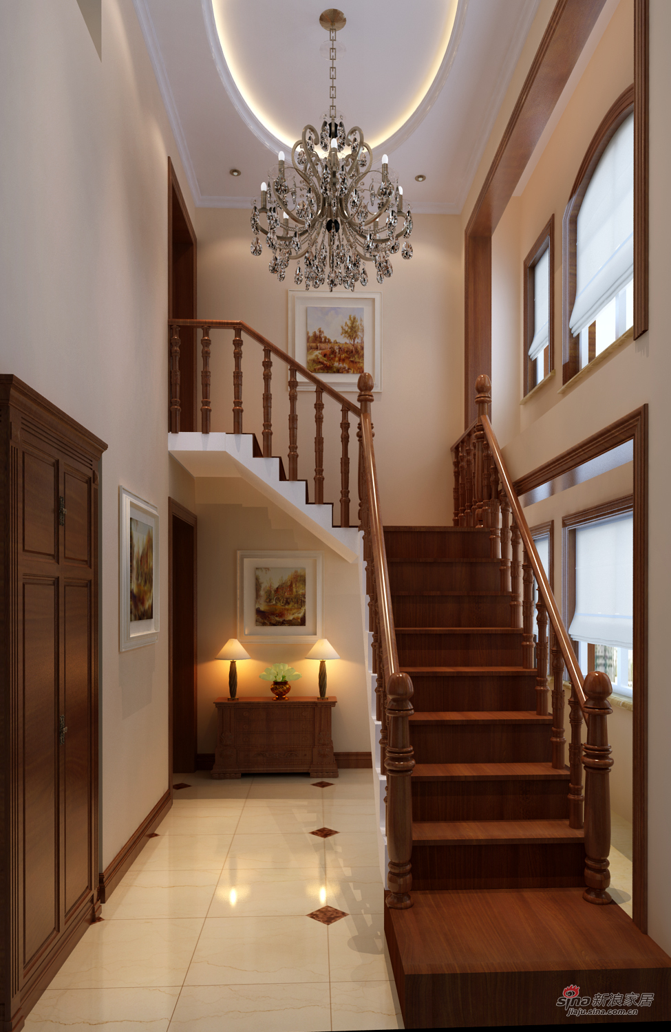 混搭 别墅 楼梯图片来自用户1907655435在永定河孔雀城210平简约欧式设计风格10的分享
