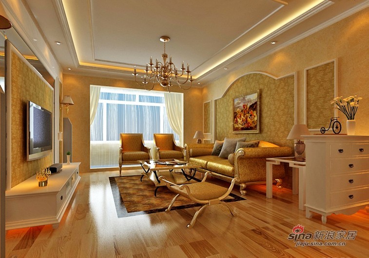 欧式 二居 客厅图片来自用户2757317061在8.6万打造观江国际135平欧式两居室80的分享