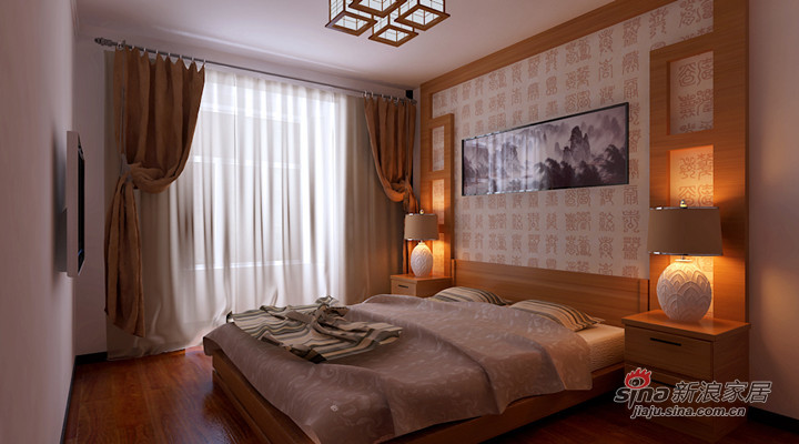 中式 二居 卧室图片来自用户1907658205在海富金棕榈中式装修74的分享