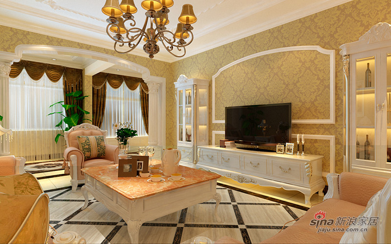 欧式 别墅 客厅图片来自用户2757317061在花语210平欧式典雅奢华复式别墅87的分享