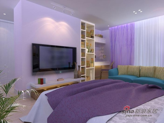 简约 一居 卧室图片来自用户2557979841在12万紫色诱惑简欧LOFT43的分享