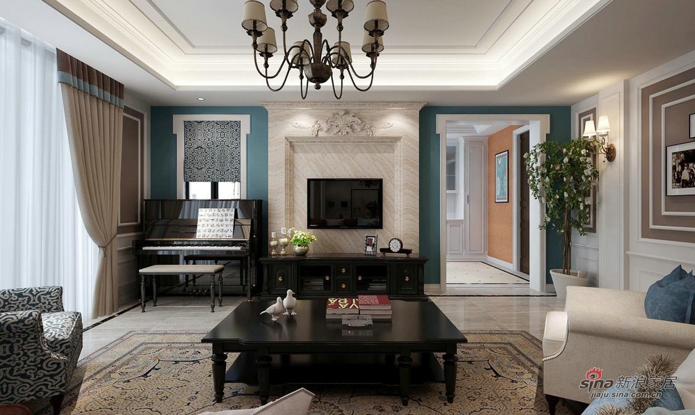 欧式 四居 客厅图片来自朗润装饰工程有限公司在153平高端大气简欧4居室的分享