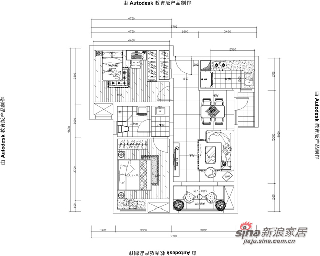 中式 二居 户型图图片来自用户1907659705在89平米混搭环保中式两居43的分享