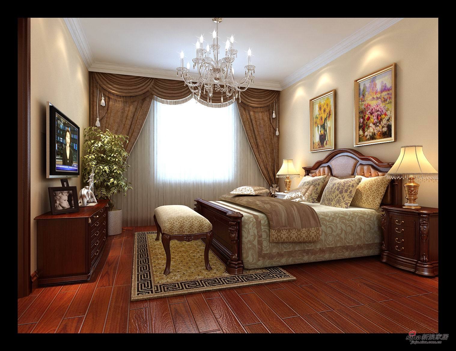 欧式 四居 卧室图片来自用户2757317061在15万打造200平米孔雀城欧式风格65的分享