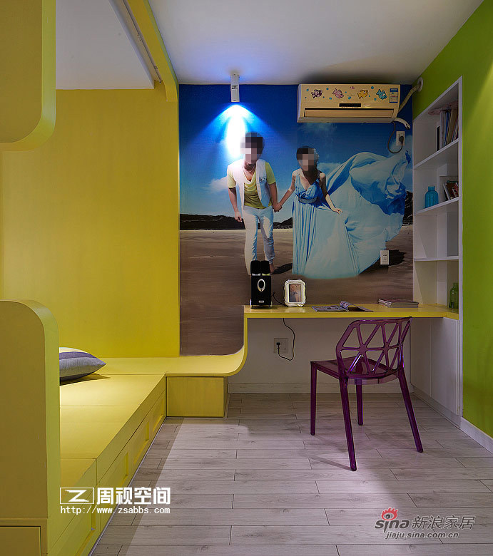 现代 二居 书房图片来自杭州周视空间设计机构在【高清】魔法75平活色生香11的分享