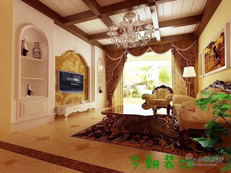 中式 二居 客厅图片来自用户1907658205在135平现代中式温暖的家59的分享