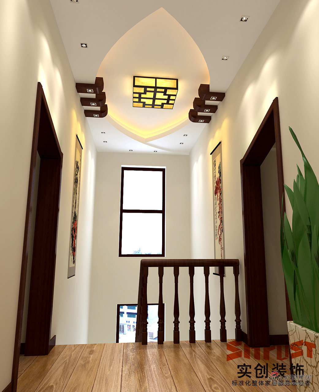 中式 别墅 楼梯图片来自用户1907659705在固安孔雀城240平中式风格设计96的分享