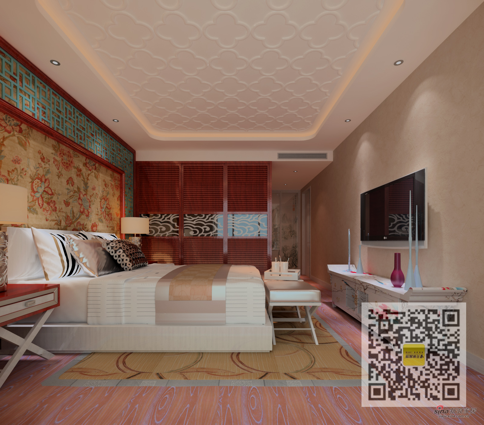 简约 三居 卧室图片来自用户2737786973在金科·廊桥水岸216平现代简约风格75的分享