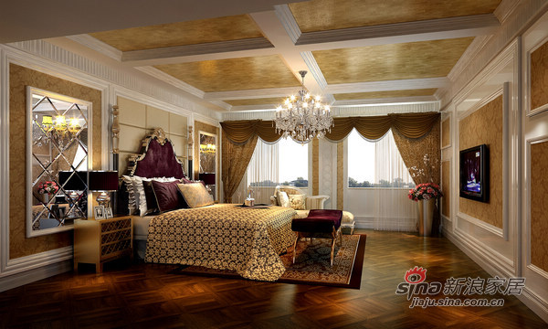 欧式 别墅 卧室图片来自用户2746889121在150平欧式古典主义时尚别墅24的分享