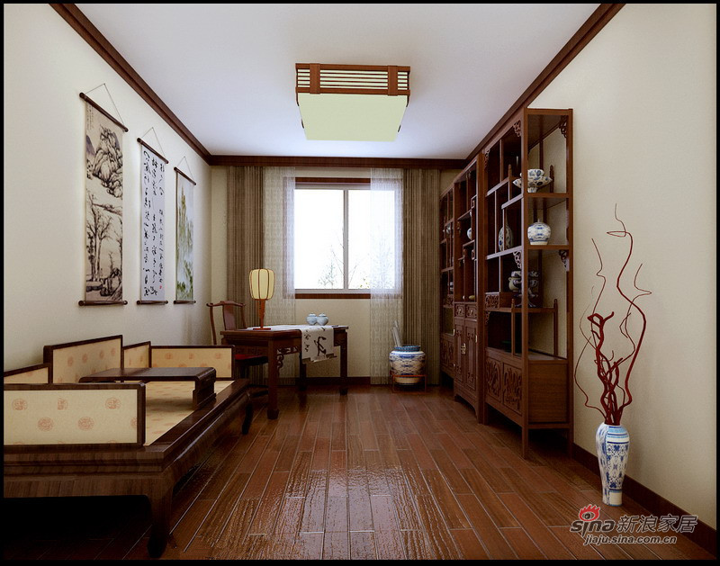 中式 三居 书房图片来自用户1907696363在130平静谧优雅古典中式三居花8万16的分享