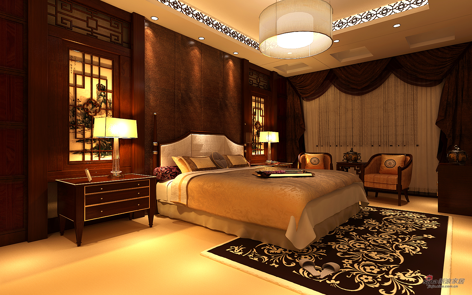 中式 别墅 卧室图片来自用户1907696363在中式典雅奢华低调94的分享
