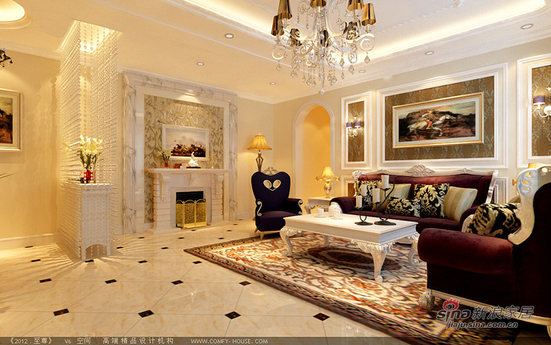 欧式 三居 客厅图片来自用户2772873991在弘善家园华丽大气的107平欧式宫殿风情3居40的分享