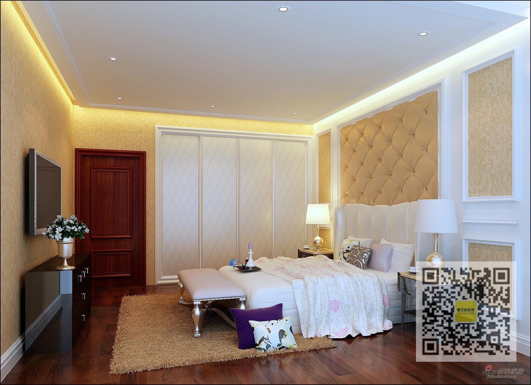 欧式 别墅 卧室图片来自用户2746869241在欧式风格别墅设计76的分享