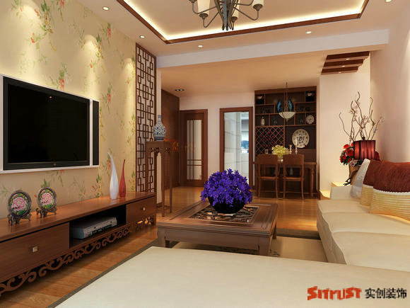中式 三居 客厅图片来自用户1907658205在武汉实创装饰55的分享