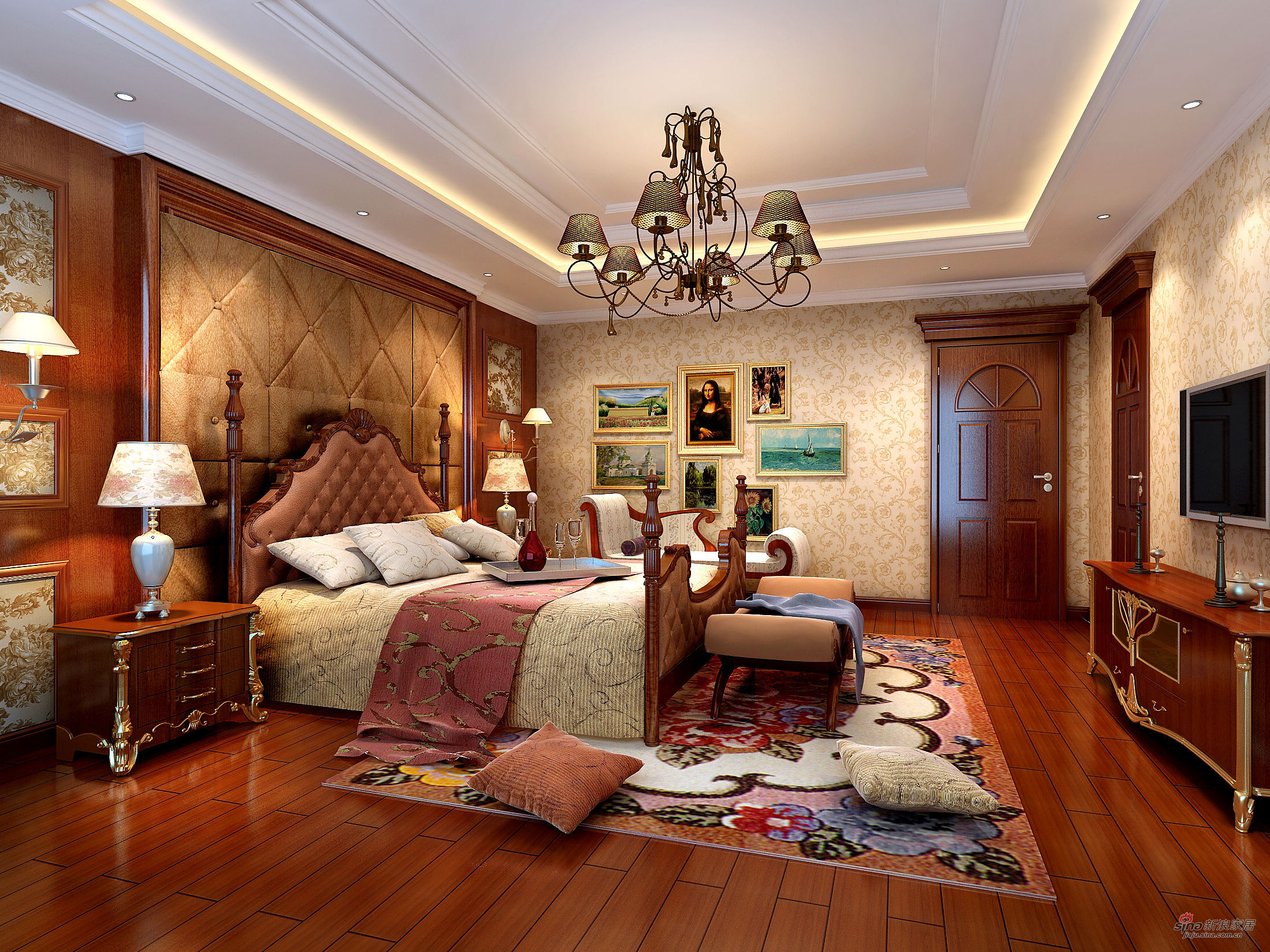欧式 别墅 卧室图片来自用户2746889121在欧式风格500平米大别墅61的分享
