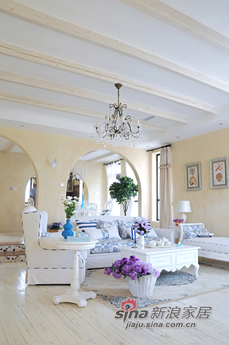 地中海 别墅 客厅图片来自用户2757320995在25万打造175平清爽薰衣草味家95的分享