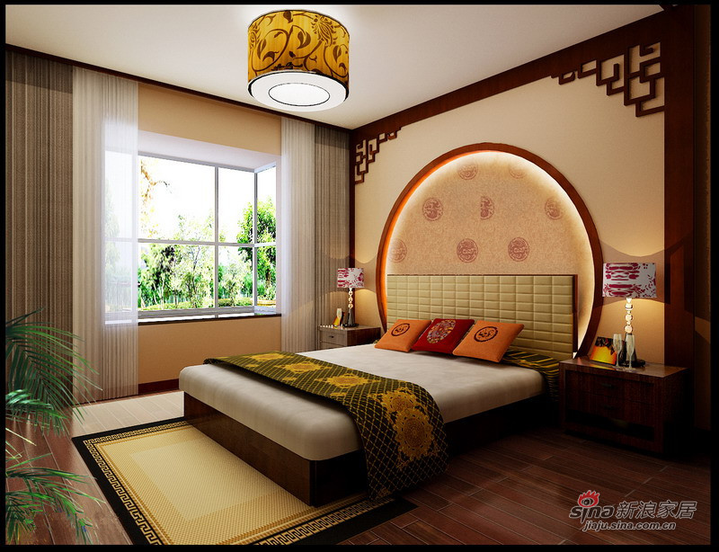 中式 三居 卧室图片来自用户1907696363在130平静谧优雅古典中式三居花8万16的分享